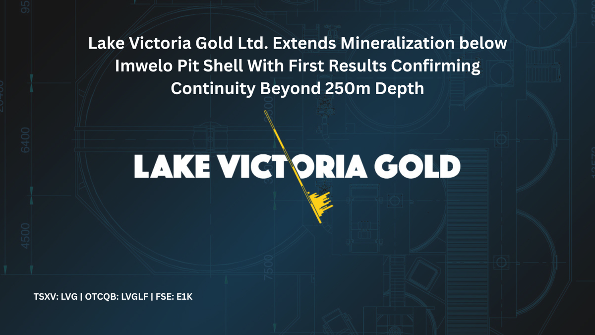 Lake Victoria Gold Ltd. - Extends Mineralization Below Imwelo Pit Shell with First Results Confirming Continuity Beyond 250 m Depth