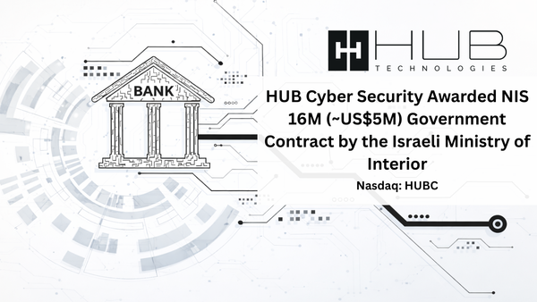 HUB Cyber Security Awarded NIS 16M (~US$5M) Government Contract by the Israeli Ministry of Interior