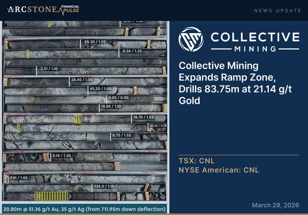 Collective Mining Expands Ramp Zone by Drilling 83.75 Meters at 21.14 g/t Gold Beginning at 1,355 Meters Below Surface